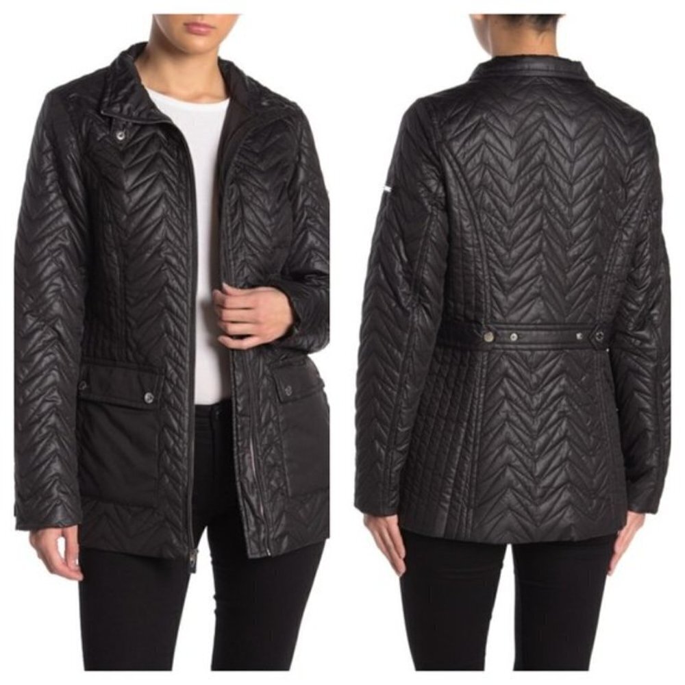 NWT Via Spiga Quilted Jacket Lightweight Puffer Zip up Cargo Utility Black XS